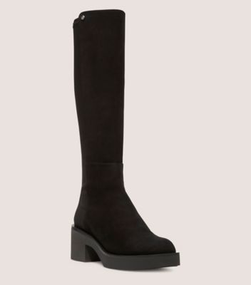 Stuart Weitzman,Botte au genou Gotham,Boot,Suède,Noir,Side View