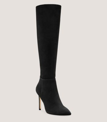 Stuart Weitzman,BOTTE AU GENOU À FERMETURE ÉCLAIR AVENUE 95,Boot,Suède,Noir,Side View