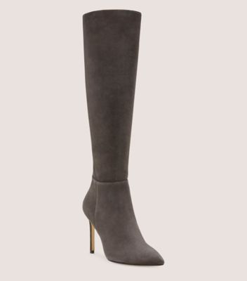 Stuart Weitzman,AVENUE ZIP 95 KNEE-HIGH BOOT,Rubber,Suede,Boots,Day Party,Gray,Side View