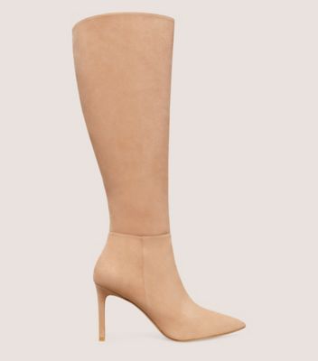 Stuart Weitzman,BOTTE AU GENOU À FERMETURE ÉCLAIR AVENUE 95,Boot,Suède,Bois de santal