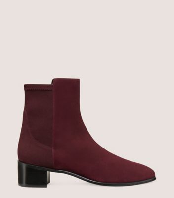 Stuart Weitzman,City Block Square-Toe 45 Bootie,Bootie,Suede,Cabernet