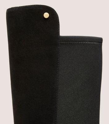 Stuart Weitzman,CITY BLOCK SQUARE-TOE BOOT,Suede,Rubber,Boots,Mixed Media,Flexible,Day Party,Black