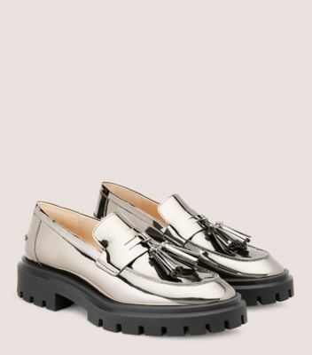 Stuart Weitzman,ULTRA LUG TASSEL LOAFER,Leather,Rubber,Loafer,Penny Loafer,Tassel,Casual,Day Party,Cream