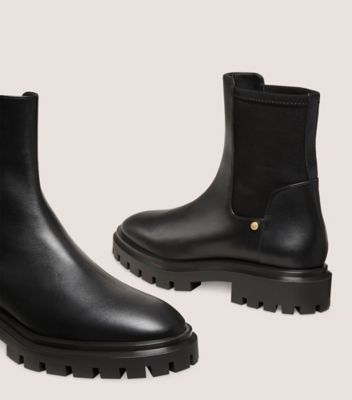 Stuart Weitzman,ULTRA LUG CITY BOOTIE,Rubber,Chelsea Boots,Mixed Media,Flexible,Casual,Black,Detailed View