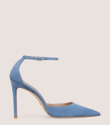 Stuart Weitzman,ESCARPIN À SANGLE STUART 100,Pump,Suède,Acier bleu