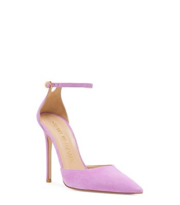 Stuart Weitzman,ESCARPIN À SANGLE STUART 100,Pump,Suède,Violet pâle Amatista,Side View