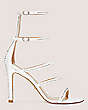 Stuart Weitzman,Sandale gladiateur Nudistglam 100,Sandal,Satin et cristal,Blanc et transparent,Front View