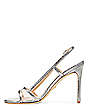 Stuart Weitzman,Mondrian 100 Sandal,Sandal,Metallic watersnake leather & PVC,Silver & Clear
