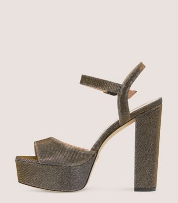 Stuart Weitzman,Ryder 95 Platform Sandal,Sandal,Nocturn lamé,Pyrite