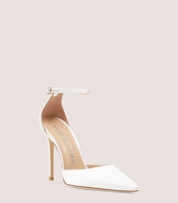 Syngo White Patent Pointed-Toe Ankle Strap Pumps