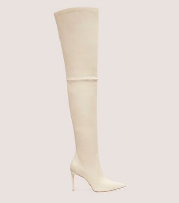 Stuart Weitzman,BOTTE EXTENSIBLE ULTRASTUART 100,Boot,Cuir nappa extensible,Dune,Front View