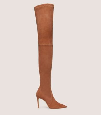 Stuart Weitzman,Ultrastuart 100 Stretch Boot,Boot,Stretch suede,Cappuccino,Front View