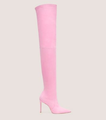 Stuart Weitzman,Botte extensible Ultrastuart 100,Boot,Suède extensible,Rose India,Front View