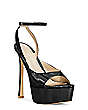 Stuart Weitzman,Tia Hollywood Sandal,Sandal,Iridescent patent leather,Black,Side View