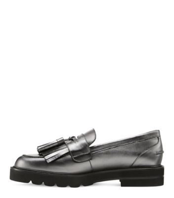 Stuart Weitzman,Mila Lift,Loafer,Liquid Metallic Leather,Gunmetal