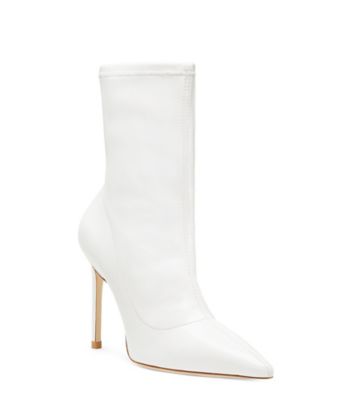 Stuart Weitzman,Bottine extensible Stuart 100,Bootie,Vinyle extensible,Blanc,Side View