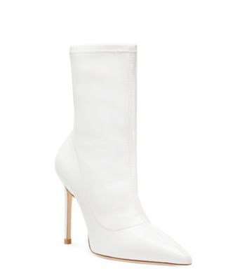 Stuart Weitzman,Stuart 100 Stretch Bootie,Bootie,Stretch vinyl,White,Side View