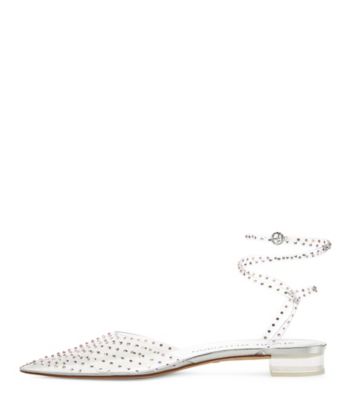 Stuart Weitzman,Glam Wrap Flat,Flat,PVC & crystal,Clear/Silver/Clear Aurora