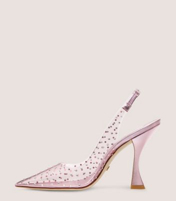 Stuart Weitzman,Glam Xcurve 100 Slingback,Pump,PVC & crystal,Light Pink/Cotton Candy/Clear