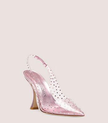 Stuart Weitzman,Glam Xcurve 100 Slingback,Pump,PVC & crystal,Light Pink/Cotton Candy/Clear,Side View