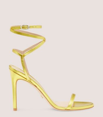 Stuart Weitzman,BARELYNUDE 100 WRAP SANDAL,Leather,Sandals,Cocktail,Yellow
