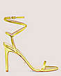 Stuart Weitzman,Barelynude 100 Wrap Sandal,Sandal,Liquid Metallic Leather,Key Lime,Front View