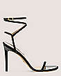 Stuart Weitzman,Barelynude 100 Wrap Sandal,Sandal,Patent leather,Black,Front View