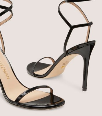 Stuart Weitzman,Barelynude 100 Wrap Sandal,Sandal,Patent leather,Black,Detailed View