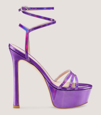 Stuart Weitzman,Soiree 145 Platform Sandal,Sandal,Iridescent patent leather,Dusk,Front View