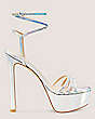 Stuart Weitzman,Soiree 145 Platform Sandal,Sandal,Iridescent patent leather,Silver,Front View