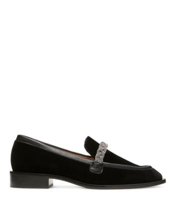 Stuart Weitzman,Palmer Highshine Loafer,Loafer,Velvet,Black,Front View