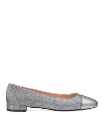 Stuart Weitzman,Sleek Flat,Flat,New noir & liquid metallic leather,Gunmetal