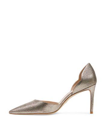 Stuart Scallop D'Orsay 85 Pump, Aurora Sparkling Silver, Product