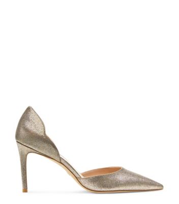 Stuart Scallop D'Orsay 85 Pump, Aurora Sparkling Silver, Product