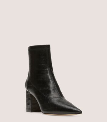 Stuart Weitzman,STUART 75 BLOCK STRETCH BOOTIE,Leather,Rubber,Bootie,Day Party,Black,Side View