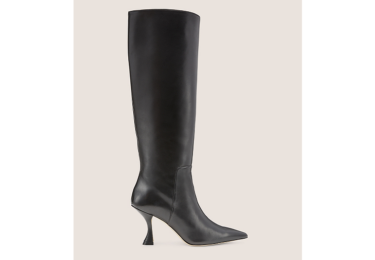 Stuart Weitzman,XCURVE 85 SLOUCH BOOT,Boot,Nappa Leather,Black,Front View