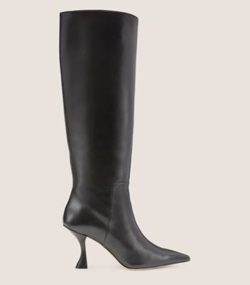 Stuart Weitzman,XCURVE 85 SLOUCH BOOT,Boot,Nappa Leather,Black,Front View