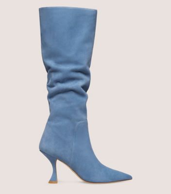 Stuart Weitzman,BOTTE À TIGE MOLLE XCURVE 85,Boot,Suède,Acier bleu