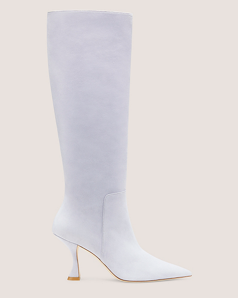 Stuart Weitzman,XCURVE 85 SLOUCH BOOT,Boot,Suede,Cloud,Front View