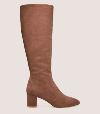 Stuart Weitzman,Yuliana 60 Knee-High Zip Boot,Boot,Suede,Taupe,Front View