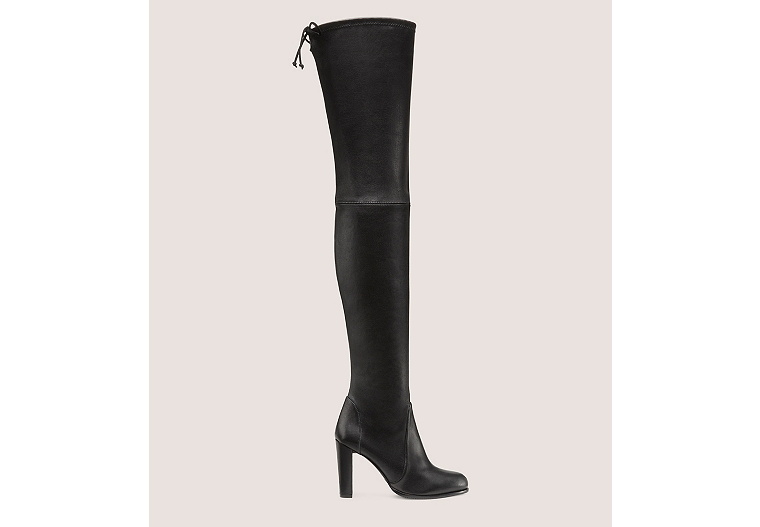Stuart Weitzman,Ultrahighland Boot,Boot,Stretch Nappa Leather,Black,Front View
