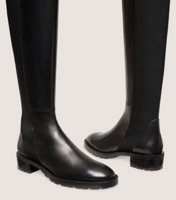 Stuart Weitzman,5050 KNEE-HIGH LUG BOOT,Rubber,Nappa Leather,Boots,Mixed Media,Pull Tab,Casual,Black,Detailed View