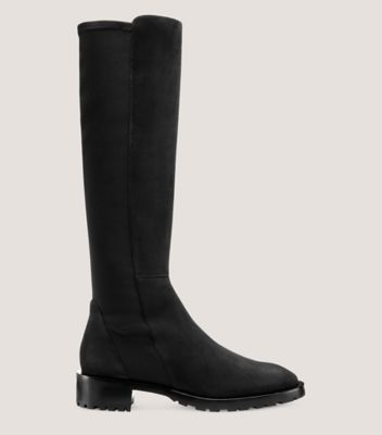 Stuart Weitzman,5050 KNEE-HIGH LUG BOOT,Rubber,Boots,Pull Tab,Day Party,Black,Front View