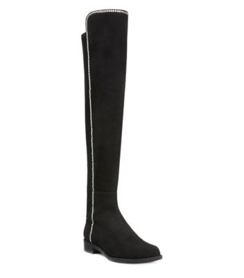 Stuart Weitzman,Botte avec cristaux 5050,Boot,Suède,Noir,Side View