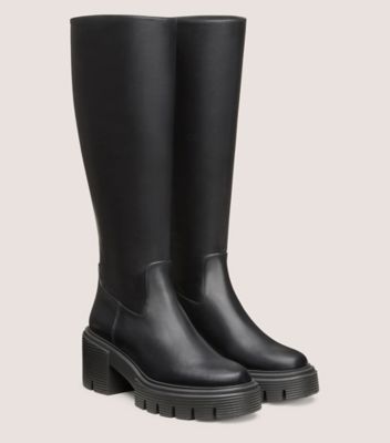 Stuart Weitzman,SOHO KNEE-HIGH BOOT,Rubber,Boots,Day Party,Black,Angle View