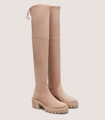 Stuart Weitzman,SOHOLAND BOOT,Rubber,Suede,Boots,Tie Belt,Flexible,Casual,Beige,Angle View