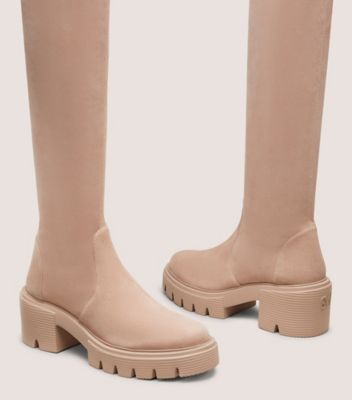 Stuart Weitzman,SOHOLAND BOOT,Rubber,Suede,Boots,Tie Belt,Flexible,Casual,Beige,Detailed View