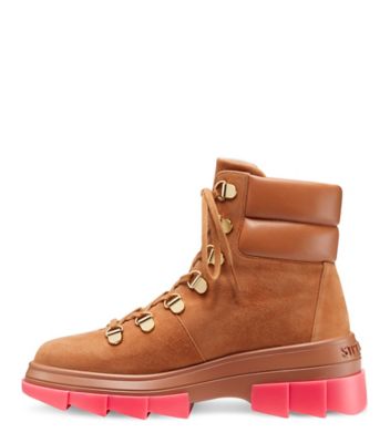 Stuart Weitzman,Noho Hiker Bootie,Bootie,Suede & nappa leather,Nougat & Pink