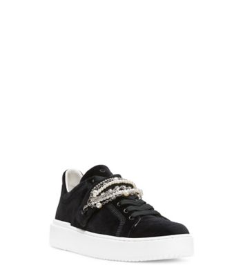 Stuart Weitzman,Pearldrop Sneaker,Sneaker,Velvet,Black,Side View