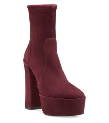 Stuart Weitzman,SKYHIGH 145 PLATFORM BOOTIE,Suede,Leather,Bootie,Party,,Side View